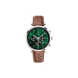 Plongez dans une élégance intemporelle avec cette montre pour homme Baron 219G164 au cadran vert captivant et au délicat bracelet en cuir marron. Son design harmonieux remplit la fonction d'un chronographe, alliant style et performance avec une précision inégalée.