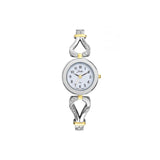 Adoptez un style intemporel avec cette montre femme au boîtier rond de 27 mm. Son cadran argenté assorti s'harmonise avec un bracelet bicolore, apportant une touche de raffinement. Étanche jusqu’à 50 mètres, elle allie élégance et praticité au quotidien.