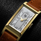 Montre femme LIP Churchill T13 Baguette dorée bracelet cuir brun – 671205