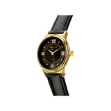 La montre Stella, avec son boîtier doré, son bracelet en cuir noir et son cadran noir profond, apporte une touche de glamour sophistiqué à toutes vos tenues. Une pièce éclatante qui attire tous les regards.