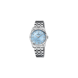 La montre Festina F16940/E pour femme, avec son boîtier et bracelet en acier inoxydable 316L et son verre minéral, allie raffinement, robustesse et précision. Une pièce horlogère au design intemporel signée Festina.
