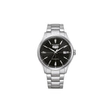 Citizen NH8391‑51EC – montre homme automatique 40 mm acier, cadran noir, affichage jour/date, bracelet acier et 50 m étanche. Élégance mécanique intemporelle