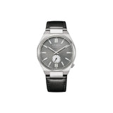 Citizen NK5010-01H – montre homme automatique 40 mm acier, cadran gris guilloché, petite seconde, bracelet cuir noir, verre saphir, réserve 60 h. Élégance et précision.