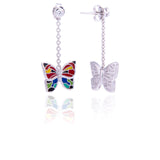 Boucle d’oreille Papillon Una Storia : argent rhodié et ailes multicolores. Un bijou vibrant qui célèbre liberté, féminité et originalité.