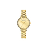 Montre femme Pierre Lannier 037H542 de la collection Chouquette. Un bijou au quotidien avec son boîtier de 30 mm, cadran doré soleillé et lunette sertie. Résolument féminine, elle est dotée d’un bracelet en acier doré brillant interchangeable avec un bracelet en cuir ou en maille milanaise de 12 mm. Fabriquée en France, elle est disponible chez Maison Goget, Route de Laval, Sablé-sur-Sarthe.