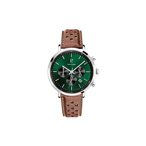 Plongez dans une élégance intemporelle avec cette montre pour homme Baron 219G164 au cadran vert captivant et au délicat bracelet en cuir marron. Son design harmonieux remplit la fonction d'un chronographe, alliant style et performance avec une précision inégalée. 