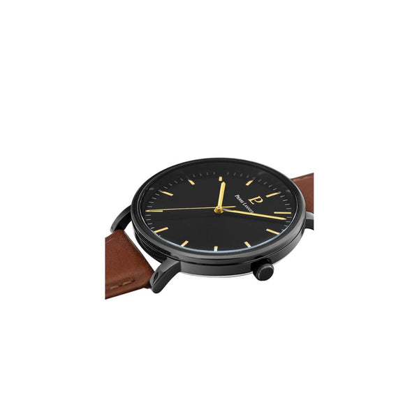 Montre Pierre Lannier Essential 218F434 pour hommes. Cadran noir raffiné et bracelet en cuir brun, alliant classicisme et modernité pour un style impeccable en toutes circonstances. Fabriquée en France, elle est disponible chez Maison Goget, Route de Laval, Sablé-sur-Sarthe.