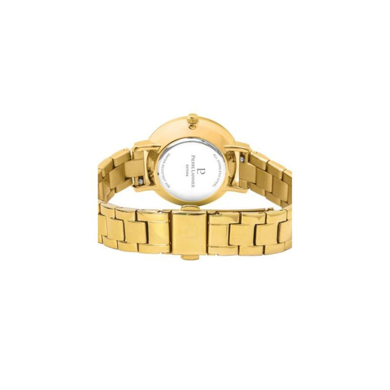 Montre femme Pierre Lannier 037H542 de la collection Chouquette. Un bijou au quotidien avec son boîtier de 30 mm, cadran doré soleillé et lunette sertie. Résolument féminine, elle est dotée d’un bracelet en acier doré brillant interchangeable avec un bracelet en cuir ou en maille milanaise de 12 mm. Fabriquée en France, elle est disponible chez Maison Goget, Route de Laval, Sablé-sur-Sarthe.