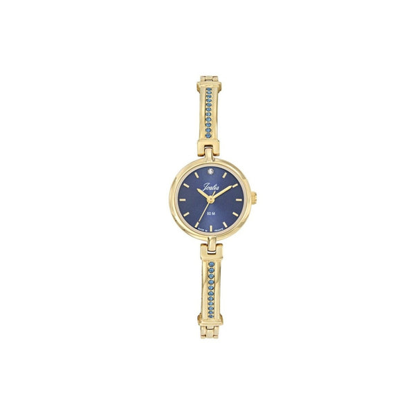 Craquez pour la montre Certus Joalia 630972, un modèle raffiné made in France. Avec son boîtier rond de 24 mm, son cadran bleu profond et son bracelet doré sur laiton orné de strass bleus, elle sublime votre poignet en toute discrétion et élégance.