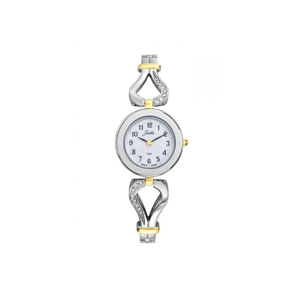Adoptez un style intemporel avec cette montre femme au boîtier rond de 27 mm. Son cadran argenté assorti s'harmonise avec un bracelet bicolore, apportant une touche de raffinement. Étanche jusqu’à 50 mètres, elle allie élégance et praticité au quotidien.