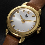 Montre femme LIP Henriette Classique 18 mm dorée bracelet cuir camel – 671196