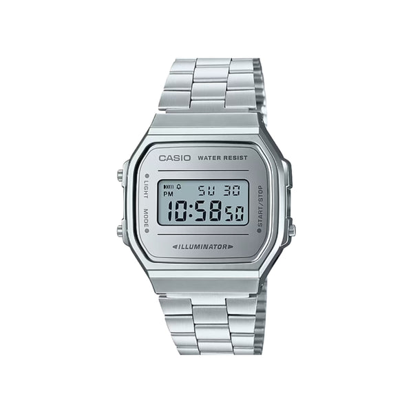 Icône rétro par excellence, cette montre mixte Casio allie style intemporel et fonctionnalité. Son cadran digital, logé dans un boîtier rectangulaire en résine, s’accompagne d’un bracelet en acier inoxydable. Équipée d’une alarme et d’un chronographe, elle se porte avec aisance en toute occasion.