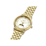 La montre Aurélia brille par son raffinement et sa délicatesse. Son cadran rond orné d’une phase de lune incarne une élégance poétique, idéale pour les rêveuses modernes.