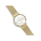la montre Diana, cadran blanc nacré orné de petits diamants et boîtier en or, illuminera toutes vos tenues, des plus simples aux plus sophistiquées.