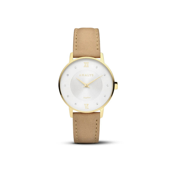 Que ce soit pour une soirée élégante ou pour ajouter une touche de raffinement à votre quotidien, la montre Rosalie est l’accessoire idéal. Son cadran blanc-argenté sublime votre poignet avec une élégance discrète, tandis que son bracelet nude apporte une touche de douceur.