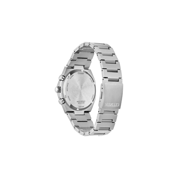 Citizen CA4610‑85A – chronographe homme Super Titanium Eco‑Drive, cadran argent, verre saphir, chronographe, date et 100 m étanche. Montre élégante et durable.