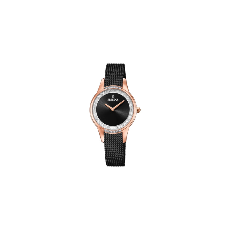 La montre Festina F20496/2 pour femme est un véritable bijou de l'horlogerie. Sa boîte en acier, ornée de zircones, et son verre minéral de haute qualité en font une pièce unique et exclusive. De plus, son bracelet en acier lui confère une touche de sophistication et d'élégance qui le rend parfait pour toutes les occasions.
