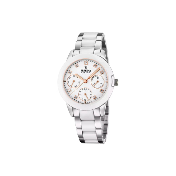 La Festina F20497/1 pour femme est un véritable bijou horloger. Sa boîte et son bracelet en acier et céramique, associés à un verre saphir, allient raffinement et durabilité. Un accessoire d’exception, sophistiqué et élégant, parfait en toute occasion