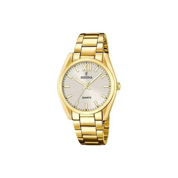 La Festina F20640/1 pour femme allie élégance et robustesse. Son boîtier et son bracelet en acier inoxydable, associés à un verre minéral résistant, font de cette montre un accessoire durable et sophistiqué, idéal pour sublimer toutes vos tenues.
