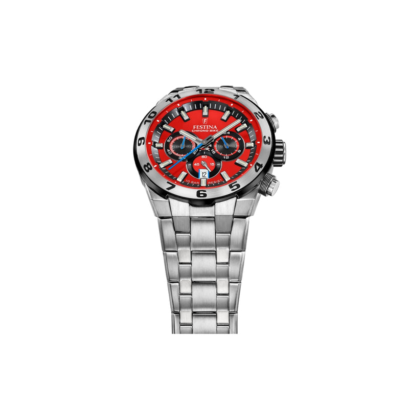 Issue de la collection Chrono Bike, la montre Festina F20670/5 pour homme associe performance et raffinement. Avec son boîtier et bracelet en acier inoxydable 316L et son verre minéral résistant, elle incarne la robustesse et le style.