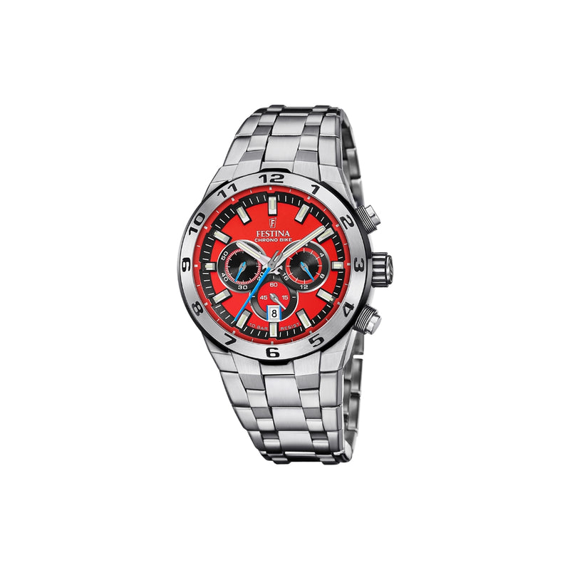 Issue de la collection Chrono Bike, la montre Festina F20670/5 pour homme associe performance et raffinement. Avec son boîtier et bracelet en acier inoxydable 316L et son verre minéral résistant, elle incarne la robustesse et le style.