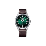Citizen NH8390‑03XC – montre homme automatique 40 mm acier, cadran vert, bracelet cuir, affichage jour/date, étanche 50 m. Style classique et élégant.
