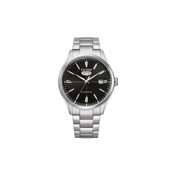 Citizen NH8391‑51EC – montre homme automatique 40 mm acier, cadran noir, affichage jour/date, bracelet acier et 50 m étanche. Élégance mécanique intemporelle