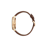 Citizen NH8393‑05AC – montre homme automatique 40 mm acier, cadran blanc, bracelet cuir marron, affichage date, élégante et résistante 50 m