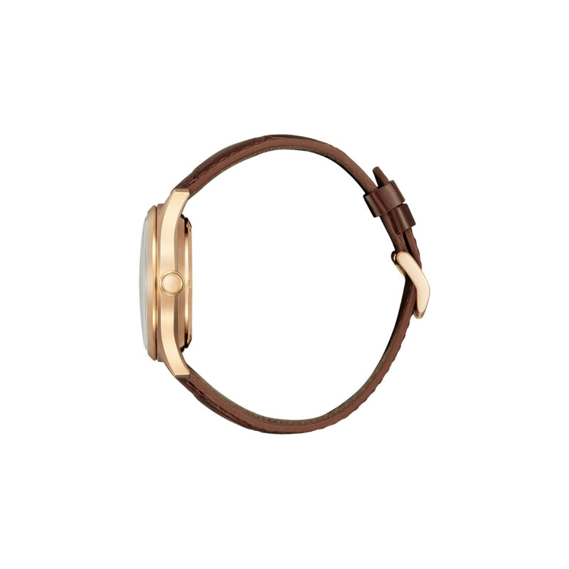 Citizen NH8393‑05AC – montre homme automatique 40 mm acier, cadran blanc, bracelet cuir marron, affichage date, élégante et résistante 50 m