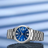 Citizen NJ0150-81L – montre homme automatique 40 mm en acier, cadran bleu, bracelet acier, dateur, verre saphir, étanchéité 50 m. Élégance intemporelle & mécanique fiable