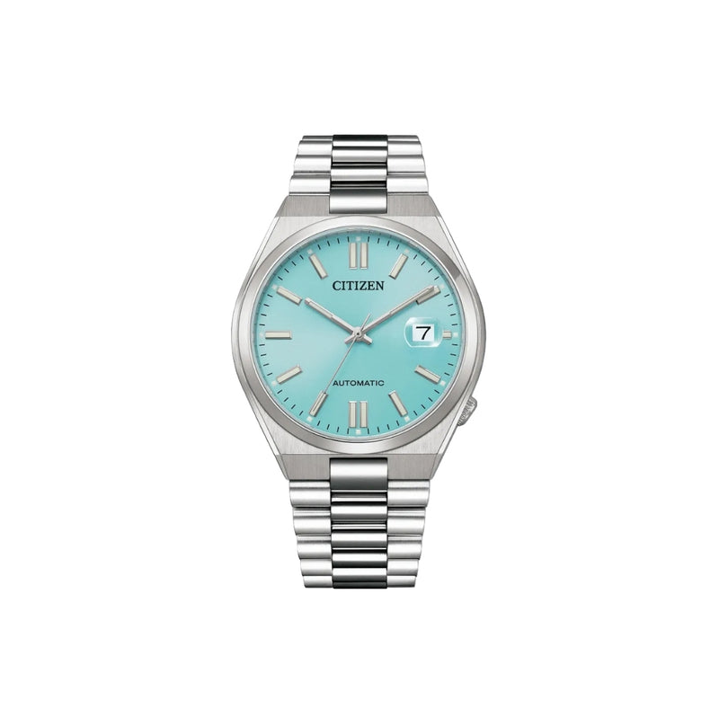 Citizen NJ0151‑88M – montre homme automatique 40 mm acier, cadran bleu clair, bracelet acier, verre saphir, date, étanchéité 50 m. Élégante, moderne et fiable