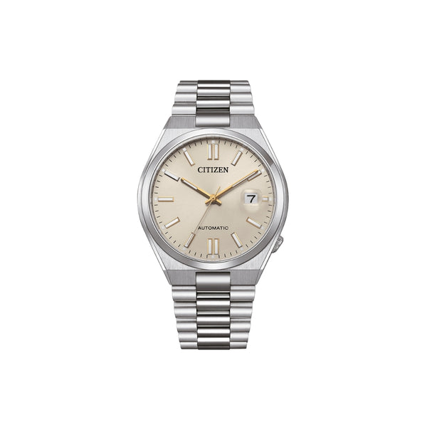 Citizen NJ0151‑88W – montre homme automatique 40 mm acier, cadran champagne, bracelet acier, verre saphir, affichage date, étanchéité 50 m. Élégance et mécanique fiable