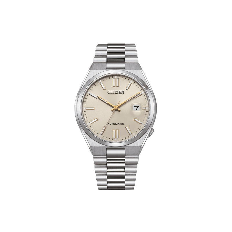 Citizen NJ0151‑88W – montre homme automatique 40 mm acier, cadran champagne, bracelet acier, verre saphir, affichage date, étanchéité 50 m. Élégance et mécanique fiable