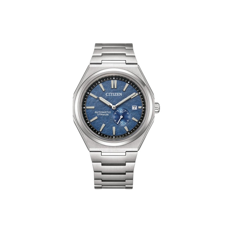 Citizen NJ0180‑80L – montre homme automatique 40,5 mm Super Titanium, cadran bleu, petite seconde, date, verre saphir, étanchéité 100 m. Élégance & robustesse