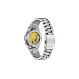 Citizen NJ0200-50X – montre automatique 37 mm acier, cadran vert, bracelet acier, verre saphir, date, étanchéité 50 m. Style compact, chic et moderne