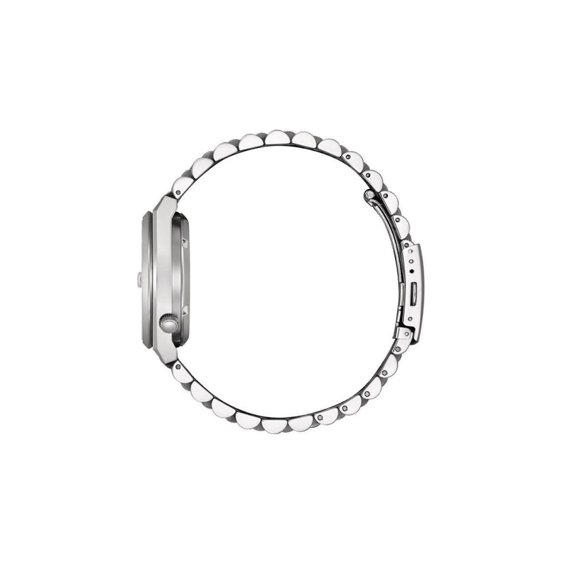 Citizen NJ0200-50X – montre automatique 37 mm acier, cadran vert, bracelet acier, verre saphir, date, étanchéité 50 m. Style compact, chic et moderne