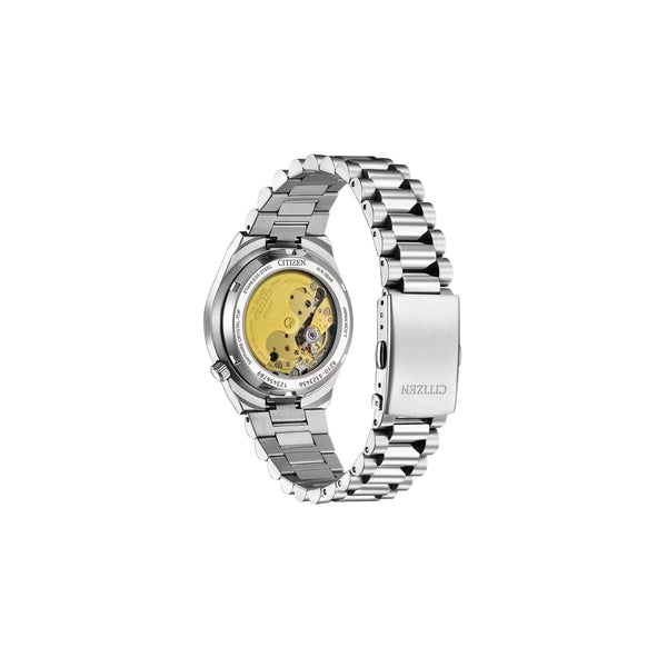 Citizen NJ0200-50Z – montre automatique 37 mm acier, cadran rose, bracelet acier, verre saphir, date, étanchéité 50 m. Élégance discrète et mécanique fiable