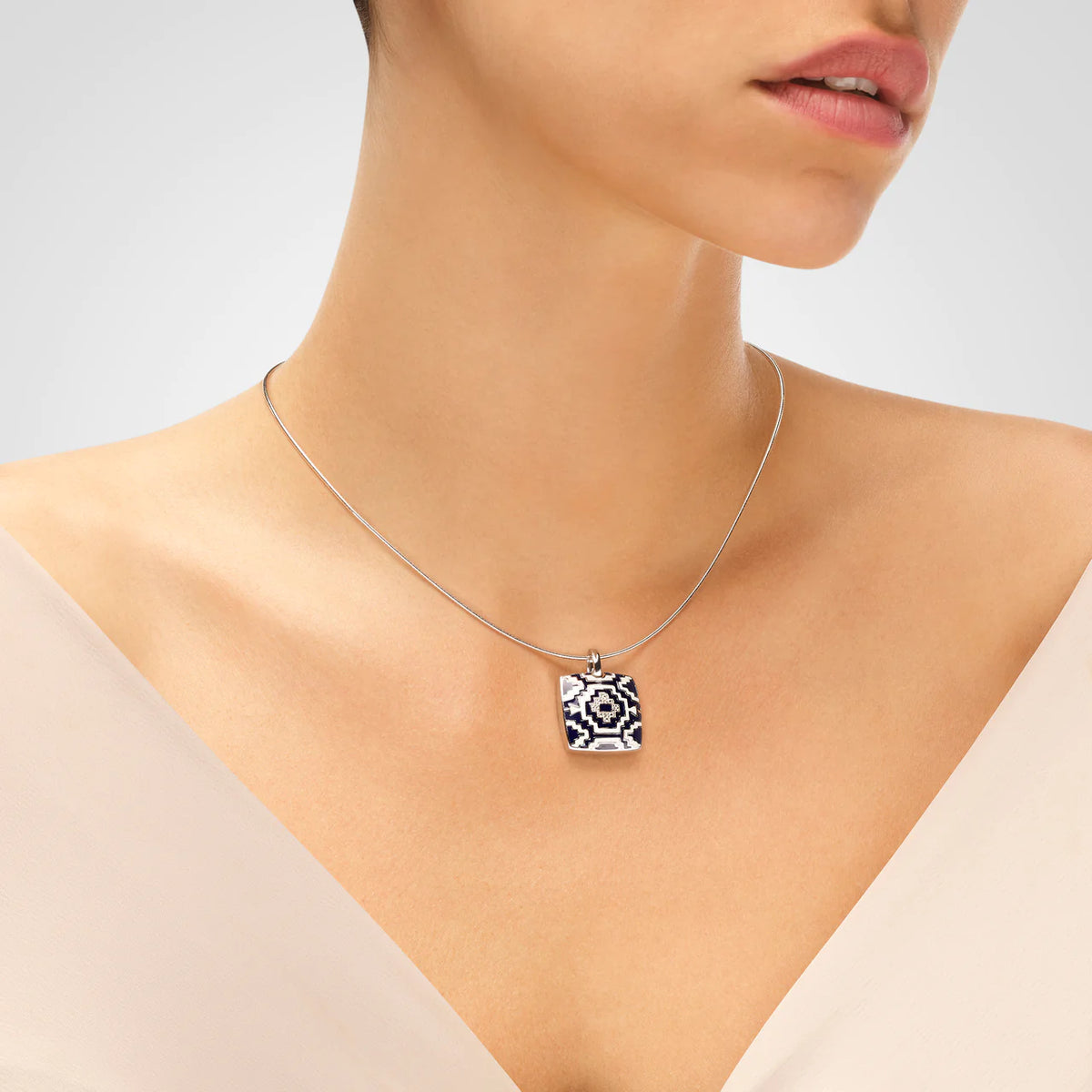 Pendentif Argent Sterling Micro Mosaïque – Estampillé Mexico JDC – Style Aztèque Maya Inca – Occasion